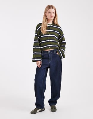 Asos Design Knit Cardigan With Turn Up Cuff In Multi