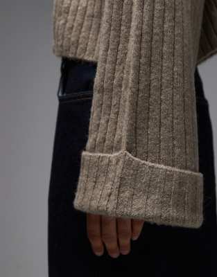 Asos Design Knit Cardigan With Turn Up Cuff In Multi
