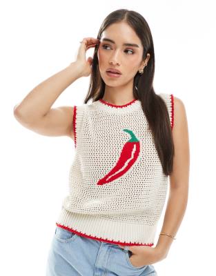 Asos Design Knit Chilli Tank Top In White
