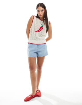 Asos Design Knit Chilli Tank Top In White