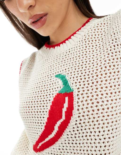 ASOS DESIGN knitted chilli tank top in ecru