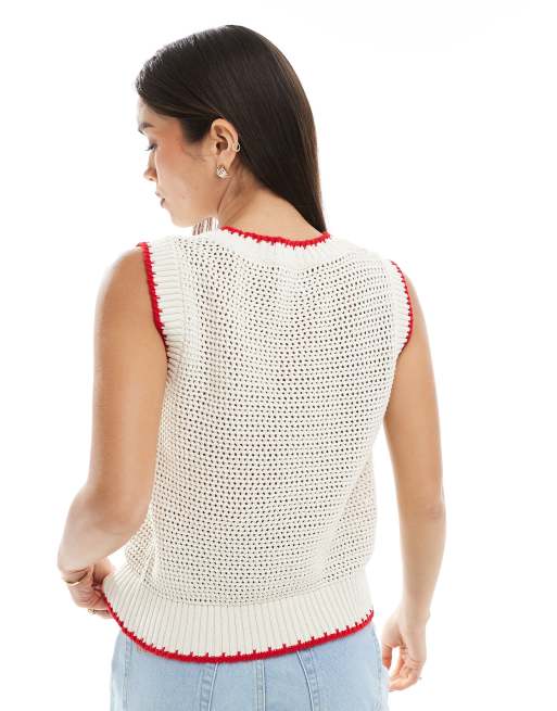 ASOS DESIGN knitted chilli tank top in ecru