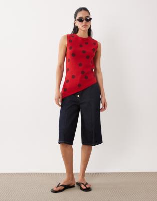 Asos Design Knit Cinched Asymmetric Top In Multi