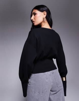 Asos Design Knit Cinched Cardigan In Black