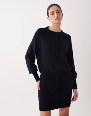 ASOS DESIGN knit cinched mini dress in black