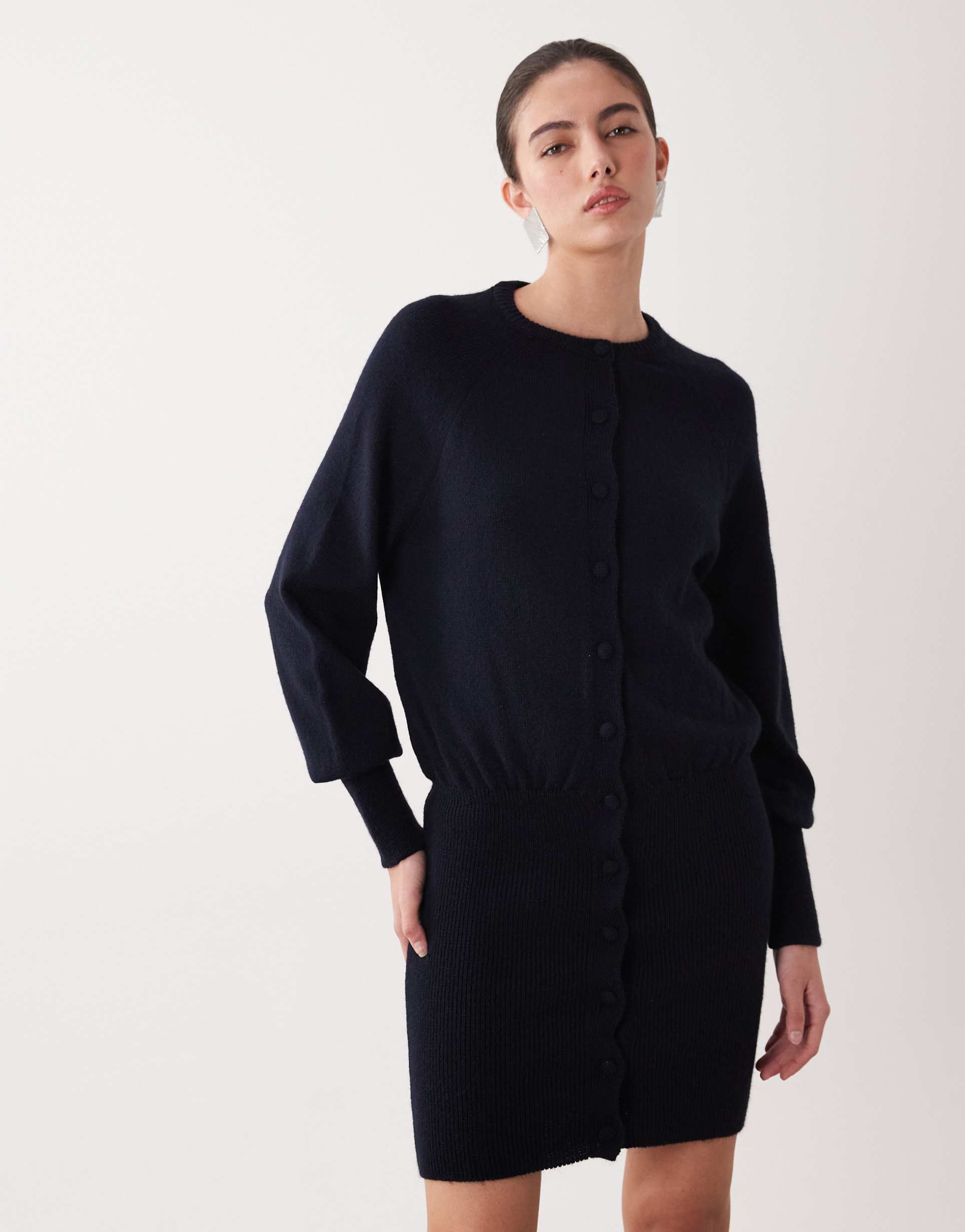 asos design knit cinched mini dress in black