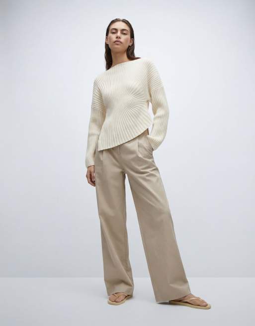 ASOS DESIGN knit cinched pleated sweater in ecru, 9 of 11
