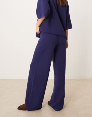 Asos Design Knit Compact Pants In Blue