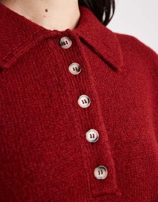 Asos Design Knit Compact Polo Shirt In Red