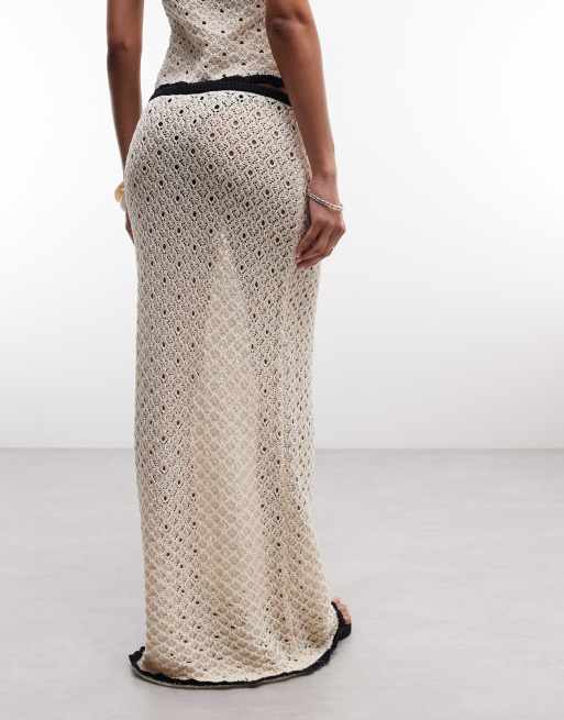 ASOS DESIGN knit contrast maxi skirt in mono - part of a set, 4 of 5