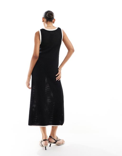 ASOS DESIGN knit contrast stitch dress in black and white | ASOS