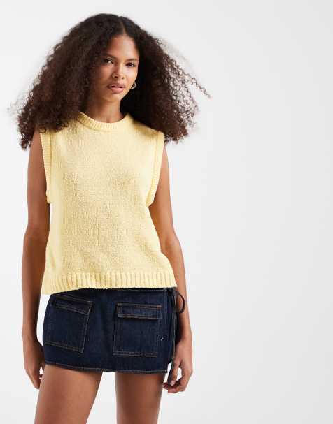 ASOS DESIGN knit cotton blend boucle tank top in buttermilk - view 1