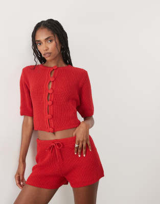 Asos Design Knit Cotton Blend Shorts In Red