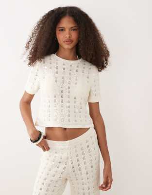 Asos Design Knit Cotton Blend Top Set In White