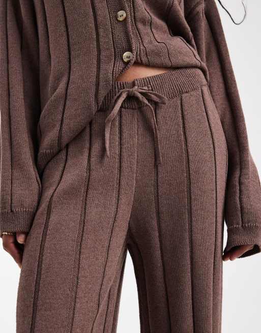ASOS DESIGN knit cotton pants in mocha - part of a set, 4 of 5