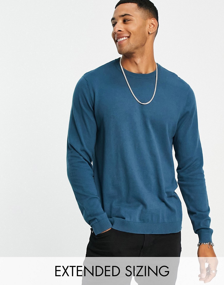 ASOS DESIGN knit cotton sweater in dark blue