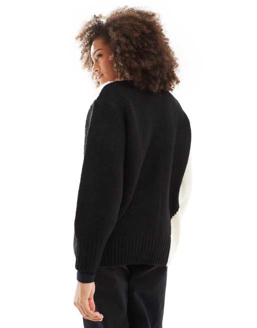 ASOS DESIGN knit crew neck cardigan in mono abstract print, 4 of 4