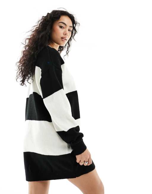 ASOS DESIGN knit crew neck mini dress in stripe | ASOS