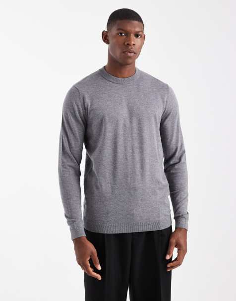 ASOS DESIGN knitted crew neck jumper in grey