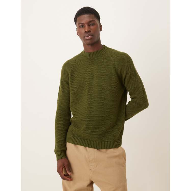 ASOS DESIGN knit crew neck sweater in khaki green | ASOS