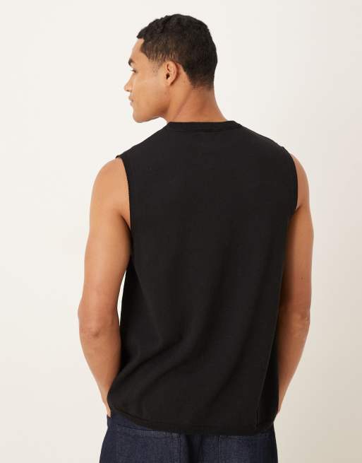 ASOS DESIGN knit crew neck tank top in black, 3 of 5