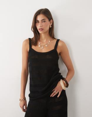 Asos Design Knit Crochet Bra Top-black
