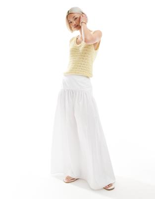 Asos Design Knit Crochet Look Scoop Neck Tank Top In Yellow