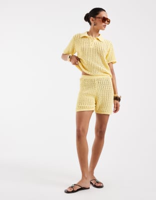 Asos Design Knit Crochet Micro Shorts In Multi