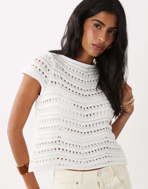ASOS DESIGN knit crochet shrunken top set - view 1