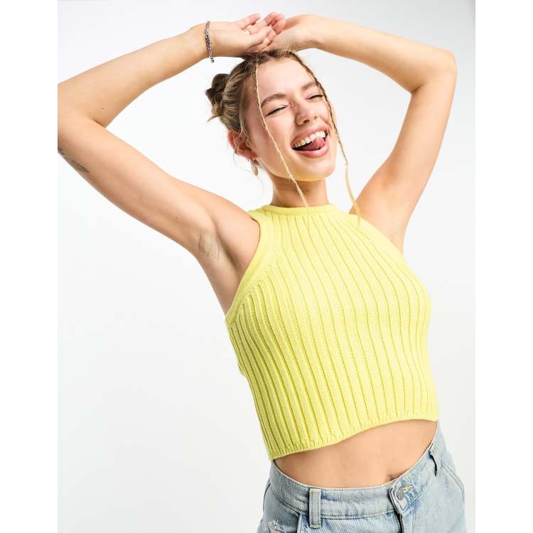 NKNIT rib mini tank top(navy、yellow) Cinched Rib-Knit Tank Top | Old Navy