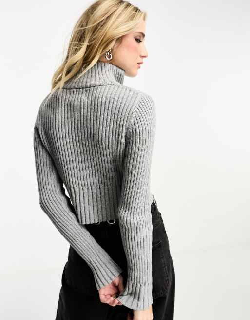 Cropped jumper with online zip