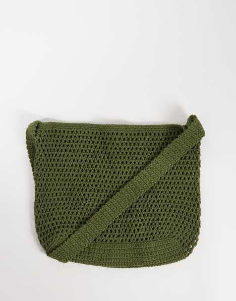 ASOS DESIGN knit cross-body bag in dark green - view 1