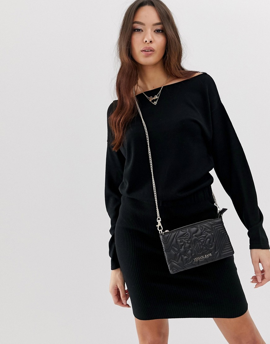ASOS DESIGN knit dress with pencil skirt and slouchy top-Black