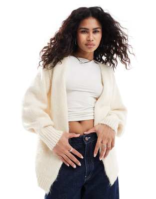 Asos Design Knit Edge To Edge Cardigan In Cream-white