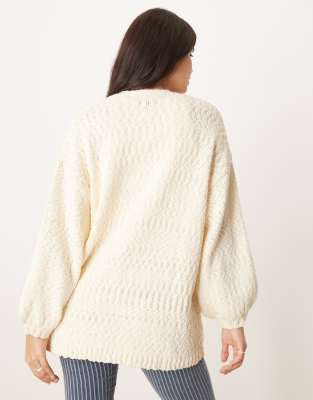 Asos Design Knit Edge To Edge Cardigan In White