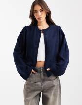 Miss Selfridge blanket stitch cardigan in navy