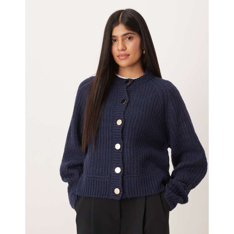 ASOS DESIGN knit fisherman ribbed cardigan with raglan detail in