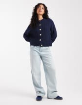Miss Selfridge blanket stitch cardigan in navy