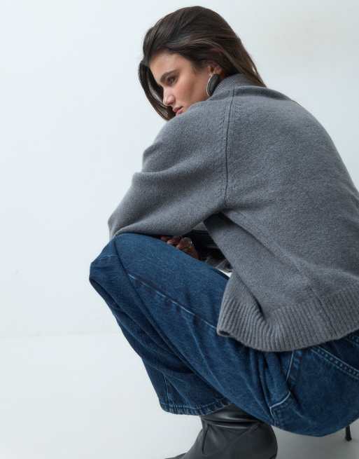 ASOS DESIGN knit fitted shirt in charcoal, 2 of 4
