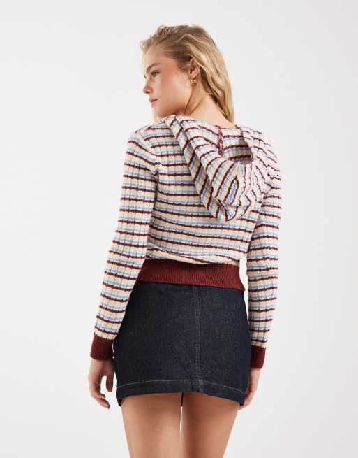 ASOS DESIGN knit fitted zip up sweater in multi stripe, 4 of 4
