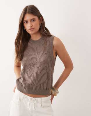 Asos Design Knit Floral Tank Top In Multi