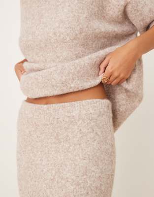 Asos Design Knit Fluffy Midaxi Skirt In Neutral
