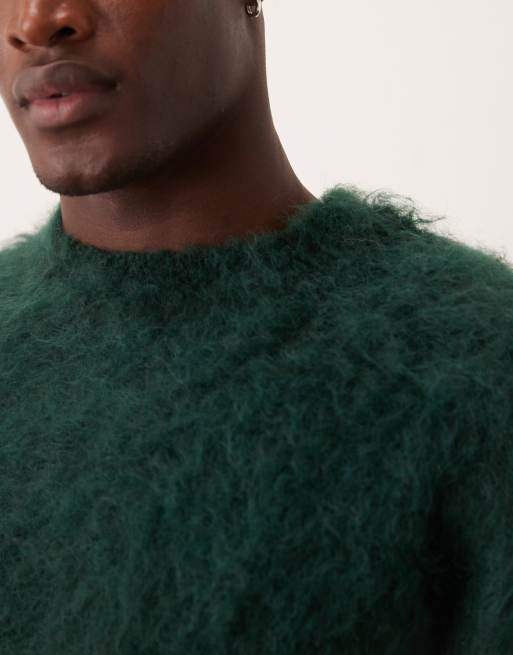 ASOS DESIGN knit fluffy sweater in dark green ASOS