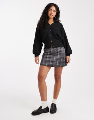 Asos Design Knit Fluffy Waisted Cardigan In Black