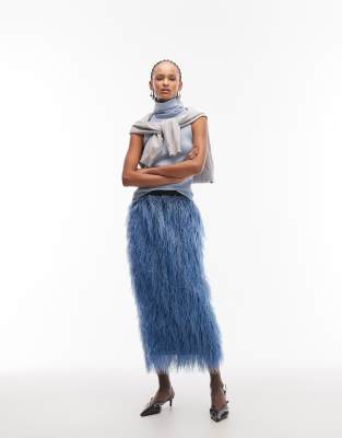 Asos Design Knit Glitter Tank With Turtleneck Detail In Blue