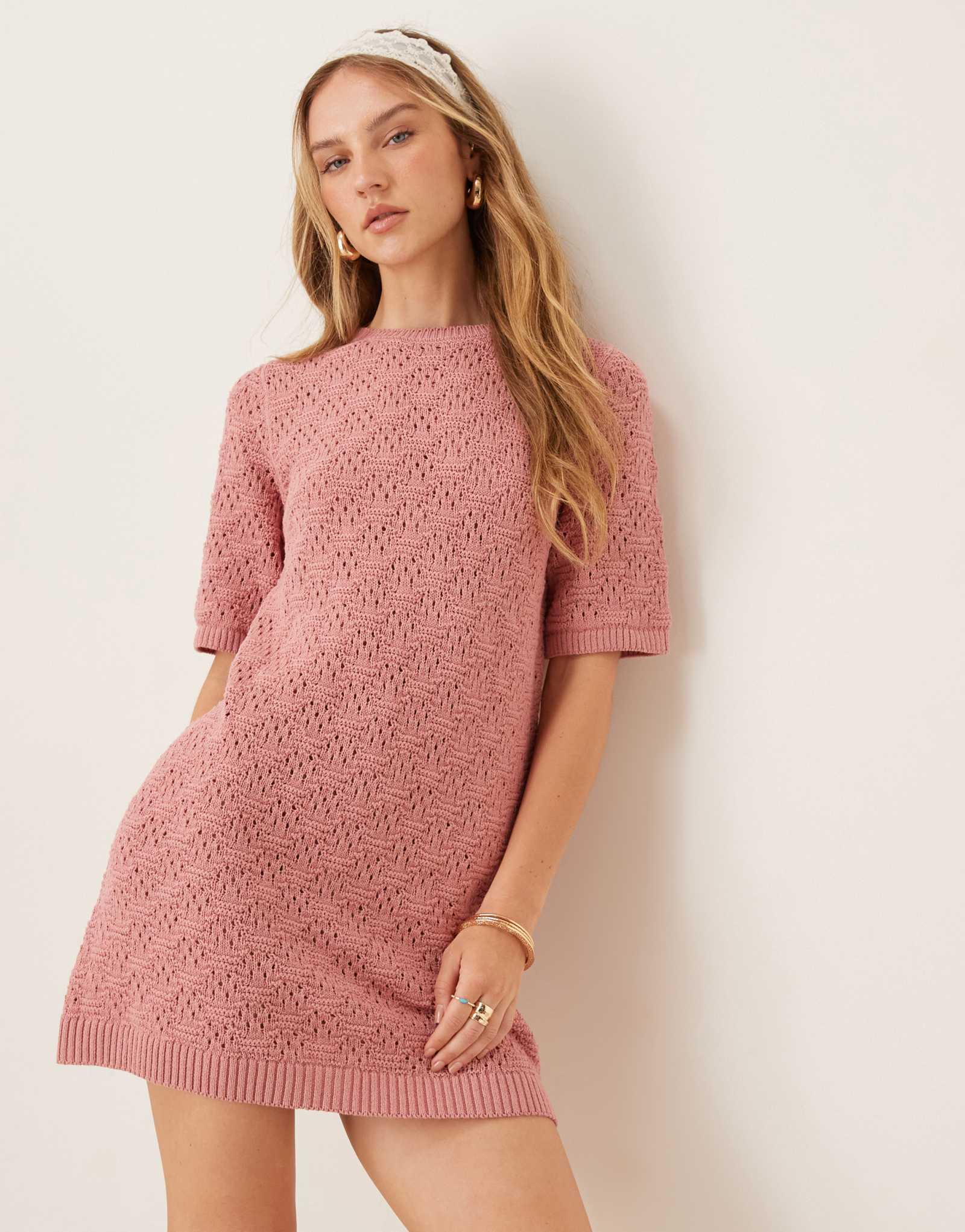 Дизайнерское трикотажное мини-платье-футболка с коротким рукавом ASOS DESIGN