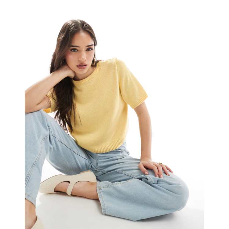 エイチシーエーイー HCAE HALF SLEEVE KNIT TOP （YELLOW） エイチシーエーイー HCAE HALF SLEEVE KNIT TOP （YELLOW