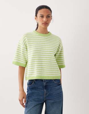 Asos Design Knit Half Sleeve Top In Multi