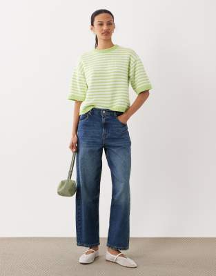 Asos Design Knit Half Sleeve Top In Multi