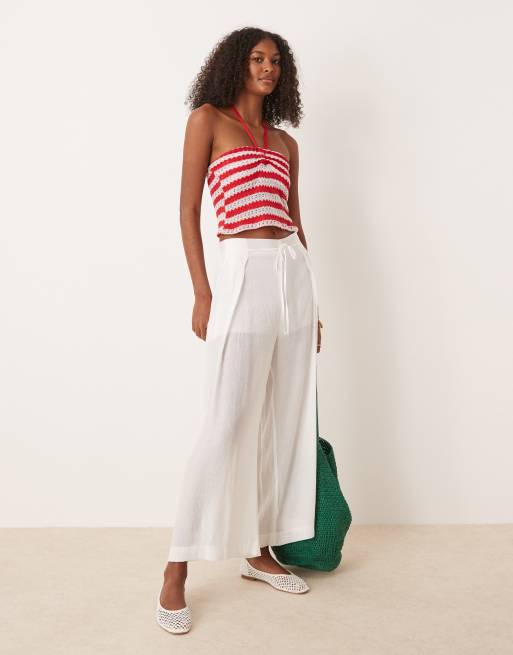 ASOS DESIGN knit halter neck top in red and white stripe, 4 of 4